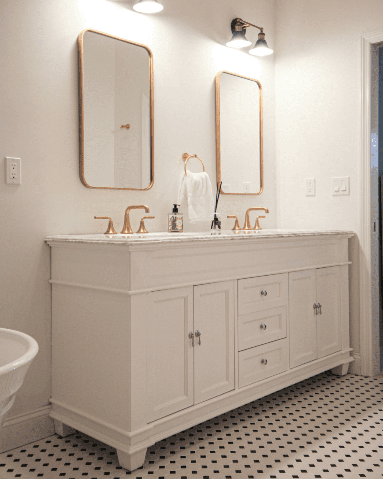 High-quality Kohler fixtures installed in a master bath renovation.