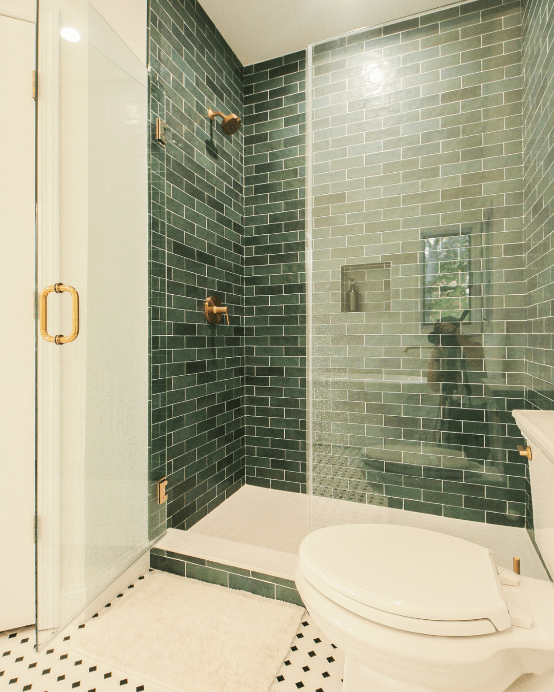 Modern West Elm accessories complementing bath design in a master bath renovation